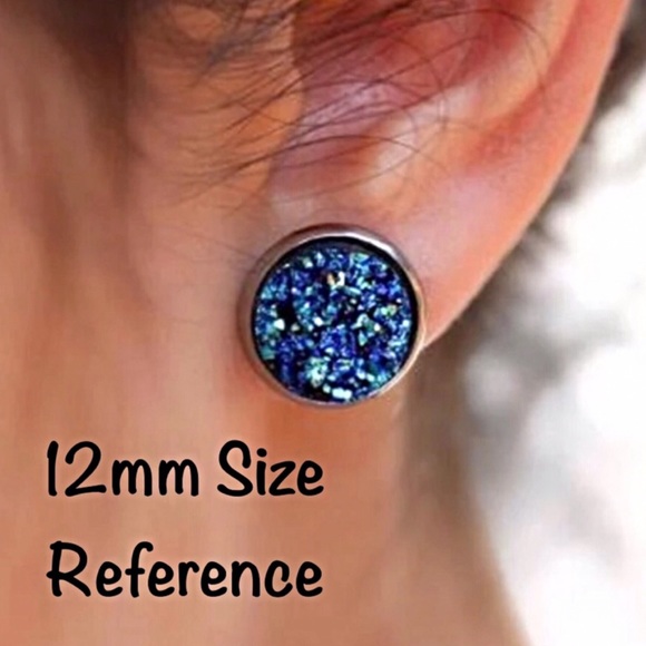 Rose Gold Chunky Druzy Silver Stud Earrings! - Picture 10 of 14